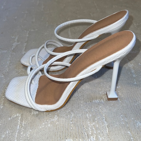White Strappy High Heels - Picture 2 of 4